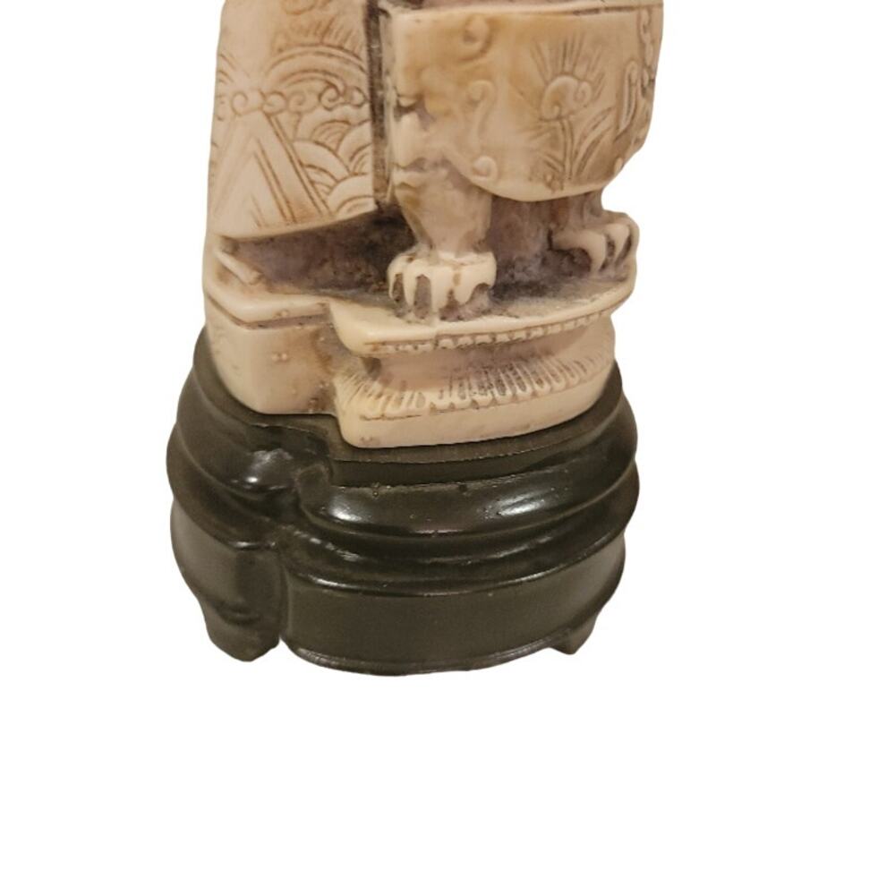 Vintage Japanese Dynasty Emperor Sculpture Ivory Home Decor - Picture 7 of 10